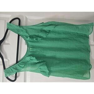 Old Navy Green Polka Dot Ruffle Sleeveless Top Size L